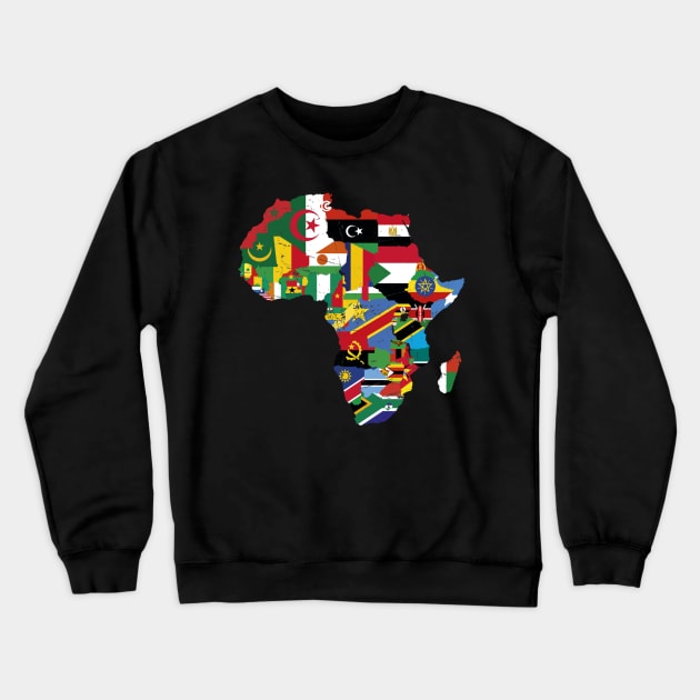 Vintage Africa Map with Flags Crewneck Sweatshirt by RickandMorty